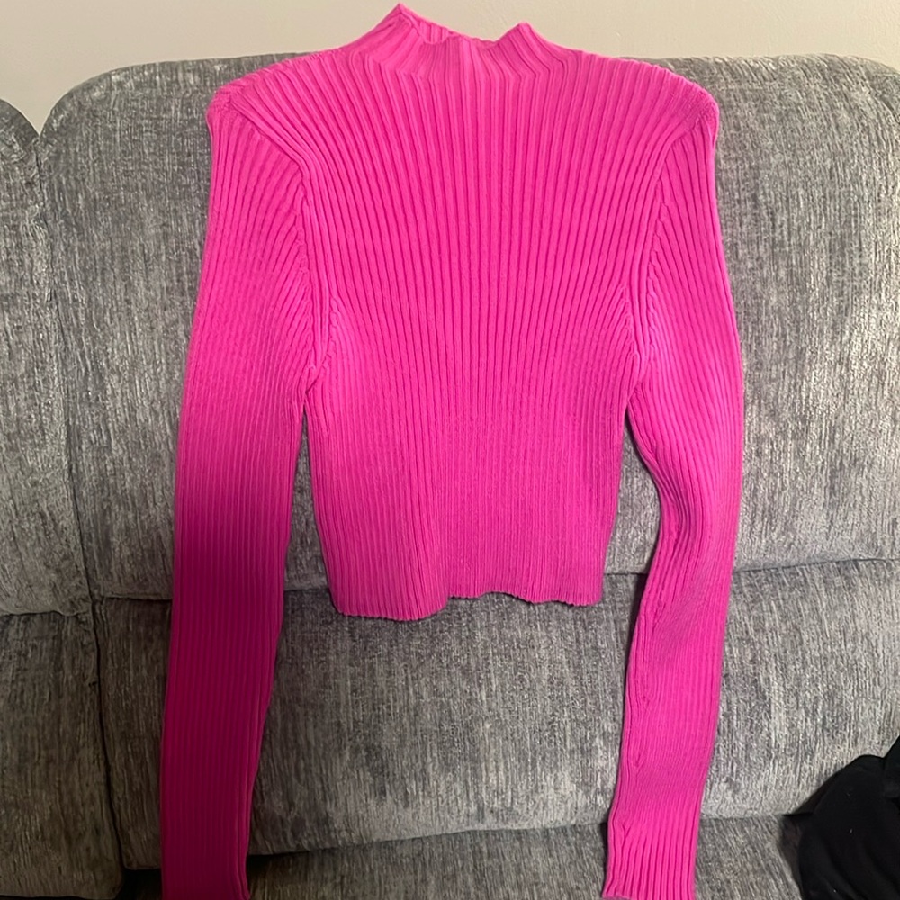 Zara small magenta turtleneck, long sleeve crop top